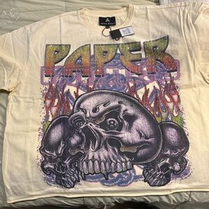 Paper Money Eightball Rhinestone Cropped Bone T-Shirt XXL